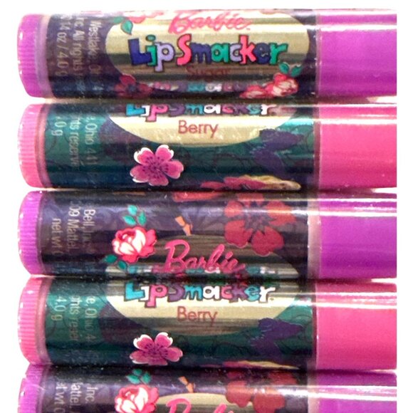 Vintg BONNE BELL Lip Smacker BARBIE #253 8pc Bubble Font BERRY & SUGAR Balms '09 - Picture 4 of 8
